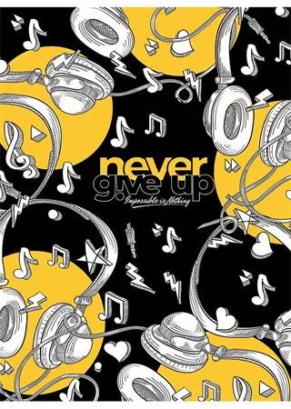 Füzet, tűzött, A5, vonalas, 80 lap, SHKOLYARYK Never give up, vegyes (SB805221L)
