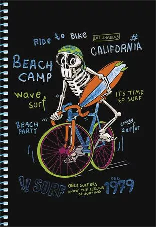 Spirálfüzet, A5, kockás, 80 lap, SHKOLYARYK  Skate board, vegyes (SB806128K)