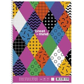  Spirálfüzet, A4+, kockás, 80 lap, SHKOLYARYK Great Mind, vegyes (SB806513K)