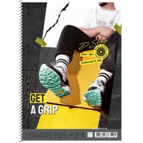   Spirálfüzet, A4+, vonalas, 80 lap, SHKOLYARYK Get a grip, vegyes (SB806520L)