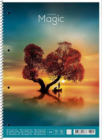 Spirálfüzet, A4+, kockás, 80 lap, SHKOLYARYK Colourful magic, vegyes (SB806521K)