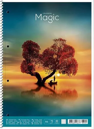 Spirálfüzet, A4+, kockás, 80 lap, SHKOLYARYK Colourful magic, vegyes (SB806521K)