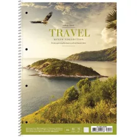   Spirálfüzet, A4+, kockás, 80 lap, SHKOLYARYK Travel, vegyes (SB806529K)