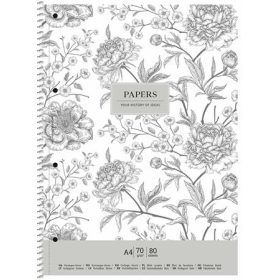   Spirálfüzet, A4+, vonalas, 80 lap, SHKOLYARYK Vintage flowers, vegyes (SB806700L)