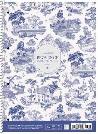 Spirálfüzet, A4+, kockás, 80 lap, SHKOLYARYK Provence, vegyes (SB806717K)