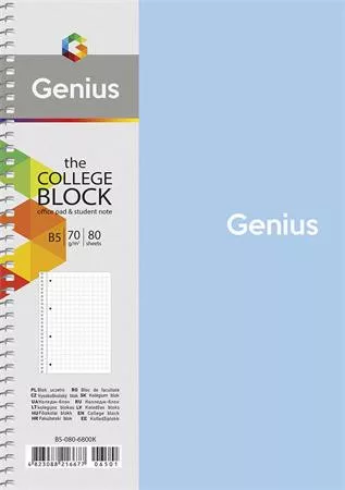 Spirálfüzet, B5, kockás, 80 lap, SHKOLYARYK Genius, vegyes (SB806800K)