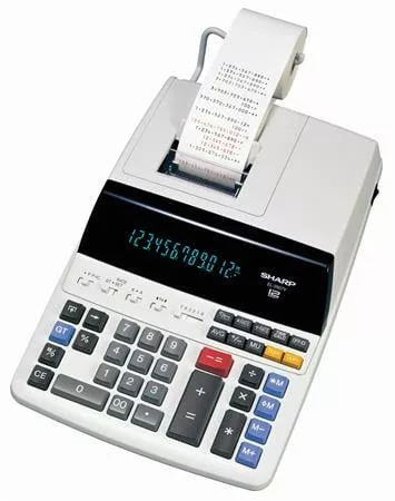 Számológép, szalagos, 12 számjegy, 2 színű nyomtató, SHARP EL-2607LG (SH2607V)