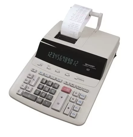 Számológép, szalagos, 12 számjegy, 2 színű nyomtató, SHARP CS-2635LW (SH2635RHGY)