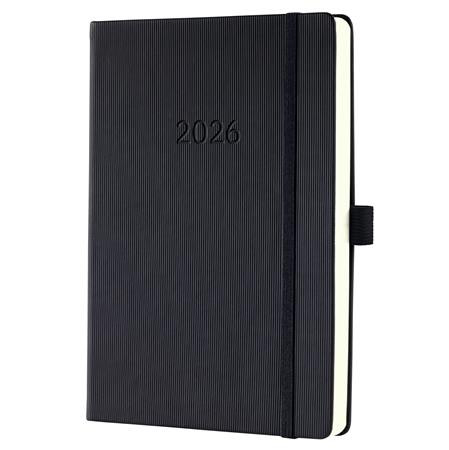 Naptár, A5, napi, 2026, kemény borító, SIGEL Conceptum, fekete (SIC2610)