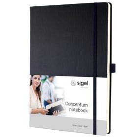   Jegyzetfüzet, exkluzív, A4, vonalas, 97 lap, keményfedeles, SIGEL Conceptum, fekete (SICO112)