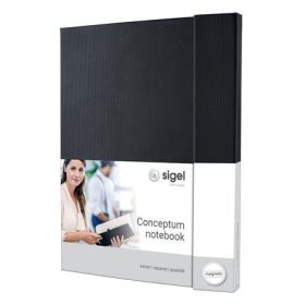   Jegyzetfüzet, exkluzív, A4+, kockás, 97 lap, mágneses záródású, keményfedeles, SIGEL Conceptum, fekete (SICO141)
