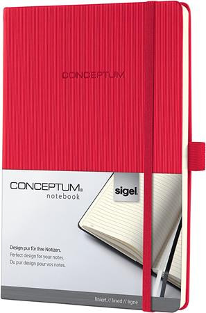 Jegyzetfüzet, exkluzív, A4, vonalas, 97 lap, keményfedeles, SIGEL Conceptum, piros (SICO645)