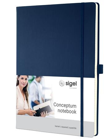 Jegyzetfüzet, exkluzív, A4, kockás, 97 lap, keményfedeles, SIGEL Conceptum, éjkék (SICO646)
