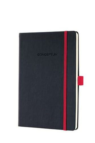 Jegyzetfüzet, exkluzív, A5, vonalas, 97 lap, keményfedeles, SIGEL Conceptum Red Edition, fekete-piros (SICO663)