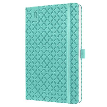 Naptár, A5, heti, 2026, kemény borító, SIGEL Jolie, aqua zöld (SIJ6103)