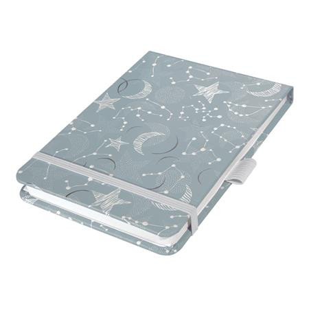 Jegyzetfüzet, exkluzív, 110x79 mm, pontrácsos, 79 lap, keményfedeles, SIGEL Jolie Cosmic Fantasy Grey (SIJN348)