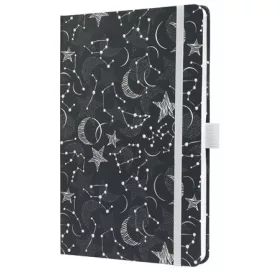  Jegyzetfüzet, exkluzív, 135x203 mm, vonalas, 87 lap, keményfedeles, SIGEL Jolie, Cosmic Fantasy Black (SIJN349)