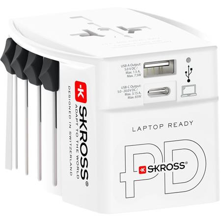 Adapter, világutazóknak, 1xUSB-A, 1xUSB-C PD, 65W, USB-C kábel, SKROSS (SKADPD65W)