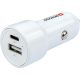 Autós töltő, USB-C kábellel, 1xUSB-A, 1xUSB-C PD, 65W, SKROSS (SKAT65WPD)