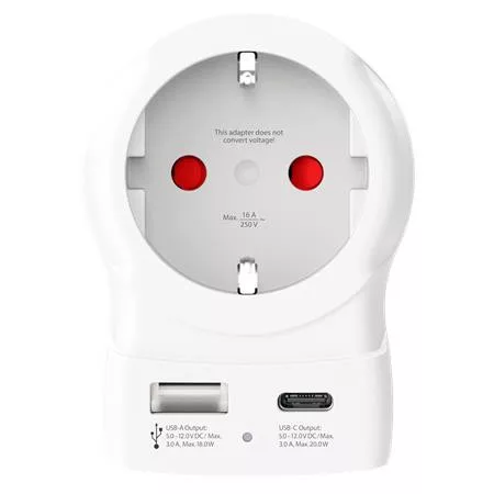 Adapter, Egyesült Királyságba utazóknak, USB-C + USB-A, SKROSS (SKEUTOUKUSB)