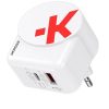 Hálózati töltő, 1xUSB-A, 1xUSB-C, PD, 45W, GaN, USB-C kábel, SKROSS (SKHT45W)