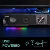 Hangszóró, 12W, 2x3.5 mm jack + USB-A, SPEEDLINK GRAVITY RGB Stereo Soundbar, fekete (SLHAGSSB)