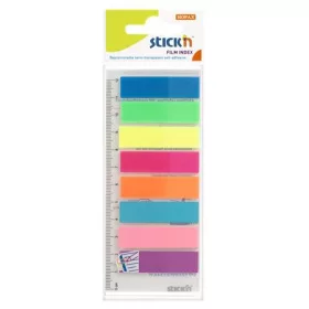   Jelölőcímke, műanyag, 8x25 lap, 45x12 mm, STICK N, neon színek (SN21345)