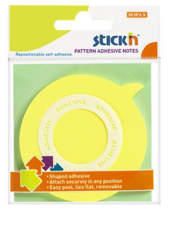Öntapadó jegyzettömb, buborék alakú, 70x70 mm, 50 lap, STICK N, sárga (SN21544)