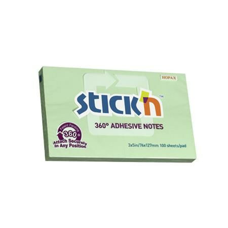 Öntapadó jegyzettömb, 76x127 mm, 100 lap, STICK N „360°, zöld (SN21556)