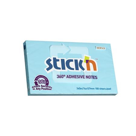 Öntapadó jegyzettömb, 76x127 mm, 100 lap, STICK N „360°”, kék (SN21557)