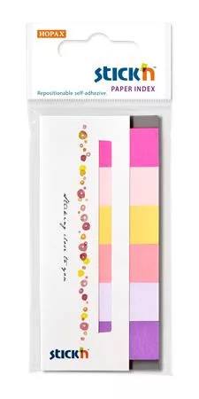Jelölőcímke, papír, 7x30 lap, 45x15 mm, STICK N, tavaszi színek (SN21595)