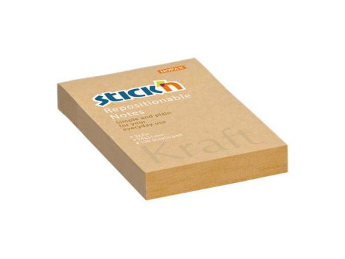 Öntapadó jegyzettömb, 76x51 mm, 100 lap, STICK N Kraft Notes, barna (SN21638)