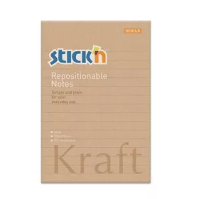   Öntapadó jegyzettömb, vonalas, 150x101 mm, 100 lap, STICK N Kraft Notes (SN21641)