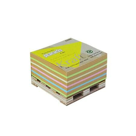 Öntapadó jegyzettömb, 76x76 mm, 400 lap, mini raklap, STICK N Kraft Cube, vegyes színek (SN21817)