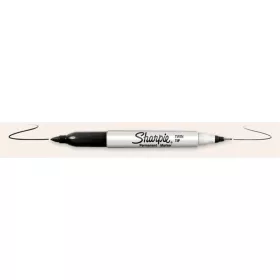   Alkoholos marker, kúpos, kétvégű, SHARPIE Twin Tip, fekete (SR811100)