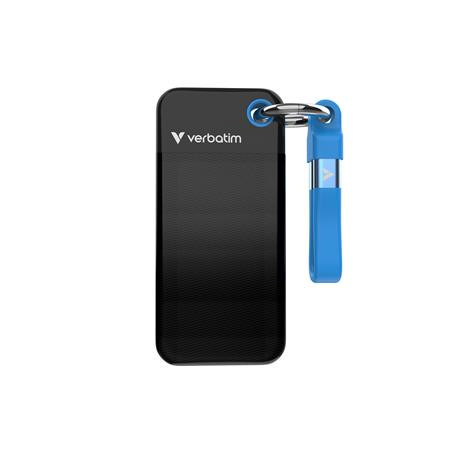 SSD (külső memória) 1TB, USB 3.2 Gen2, VERBATIM Pocket SSD, fekete/kék (SVM1TPBL)