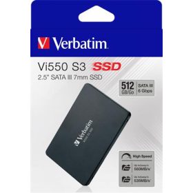   SSD (belső memória), 512GB, SATA 3, 500/520MB/s, VERBATIM Vi550 (SVM512GV)