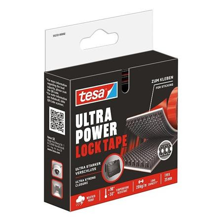 Tépőzáras rögzítőszalag, kétoldalas, 25 mm x 1 m, TESA Ultra Power Lock (TE55233)