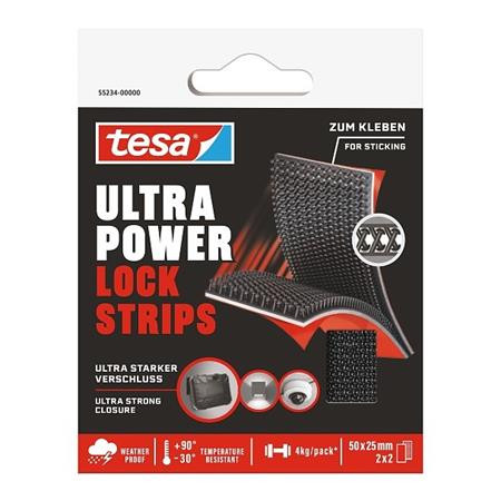 Tépőzáras rögzítőszalag, kétoldalas, 25 x 50 mm, TESA Ultra Power Lock (TE55234)