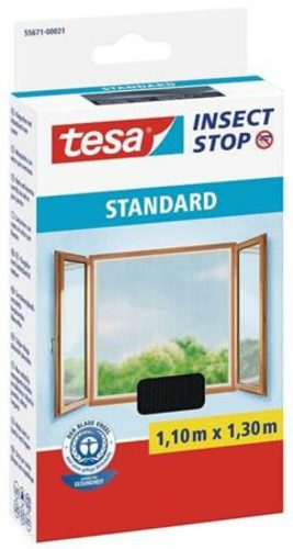 Szúnyogháló, ablakra, tépőzáras, 1,1 x 1,3 m, TESA, antracit (TE55671)