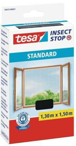 Szúnyogháló, ablakra, tépőzáras, 1,3 x 1,5 m, TESA, antracit (TE55672)