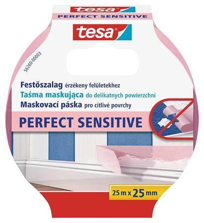 Festő- és mázolószalag, érzékeny felületekhez, 25 mm x 25 m, TESA Perfect Sensitive (TE56260)