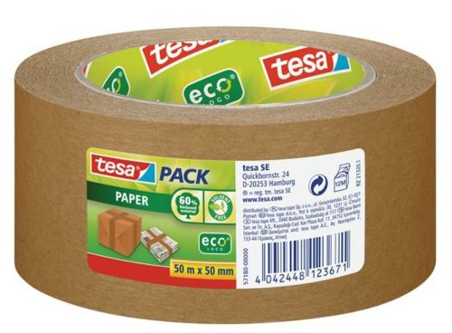 Csomagolószalag, papír, 50 mm x 50 m, TESA tesapack® barna (TE57180)