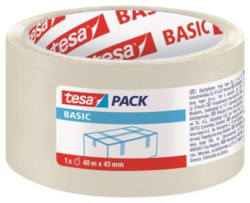 Csomagolószalag, 45 mm x 40 m, TESA tesapack® Basic, átlátszó (TE58574)
