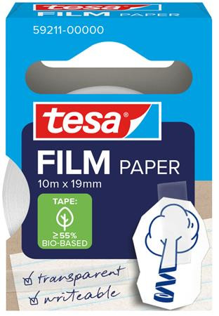 Ragasztószalag, írható, papír, 19 mm x 10 m, TESA Tesafilm, átlátszó (TE59211)