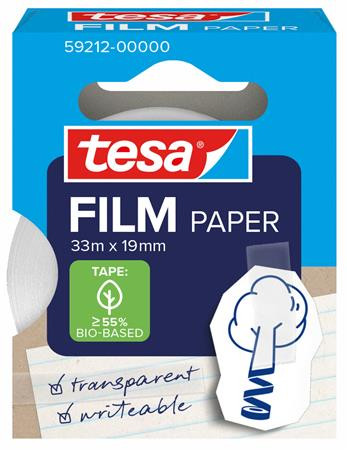 Ragasztószalag, írható, papír, 19 mm x 33 m, TESA Tesafilm, átlátszó (TE59212)