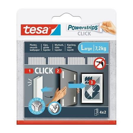 Akasztó, öntapadó, M méret, TESA Powerstrips CLICK (TE77721)