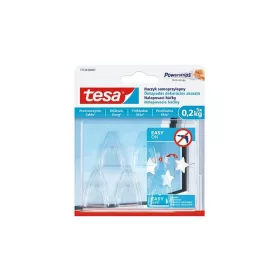   Műanyag akasztó, ragasztócsíkkal, kis méret, TESA Powerstrips&reg;, átlátszó (TE77734)