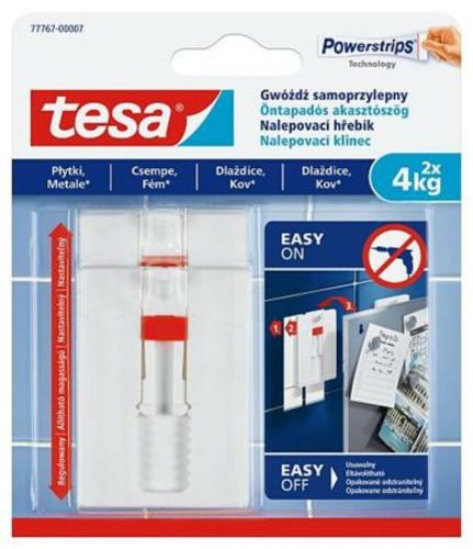 Akasztószög, öntapadó, állítható, TESA Powerstrips®, sima felületre (TE77767)
