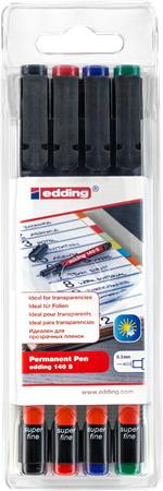 Alkoholos marker készlet, OHP, 0,3 mm, EDDING 140 S, 4 különböző szín (TED140W)